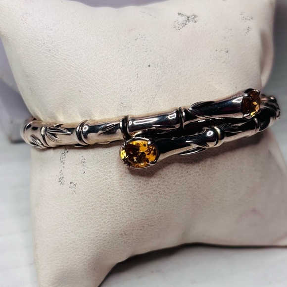 JAI Citrine Spiral Bamboo Sterling Silver Bracelet - Picture 3 of 8